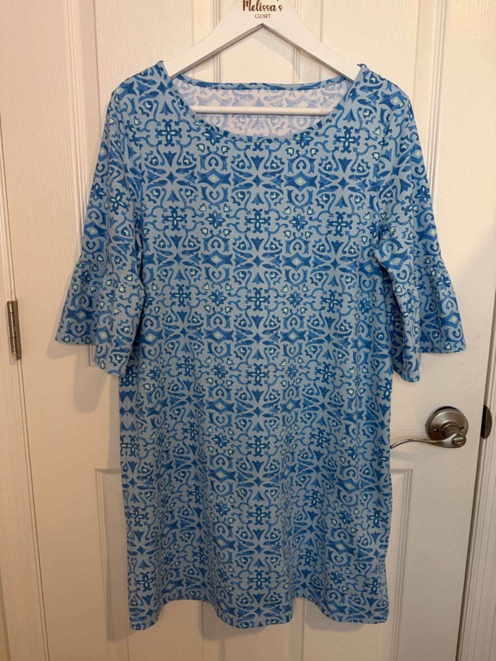 Southern Tide Whitnee Performance Dress blue on blue geometric - Picture 5 of 8